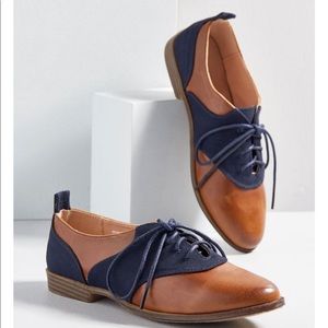 Blue & brown Oxford flats from ModCloth